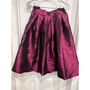 Cemi Ceri Women’s Burgundy Pleated Full Skirt Shiny Taffeta Look Size Medium
